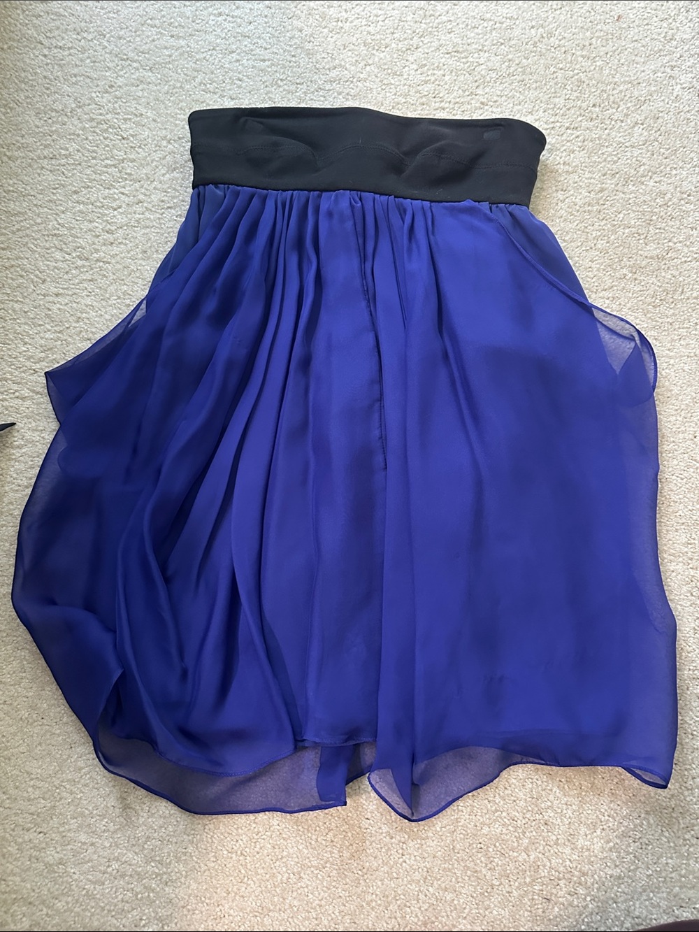 LaRok Royal blue-purple Chiffon dress with black bandeau strapless top